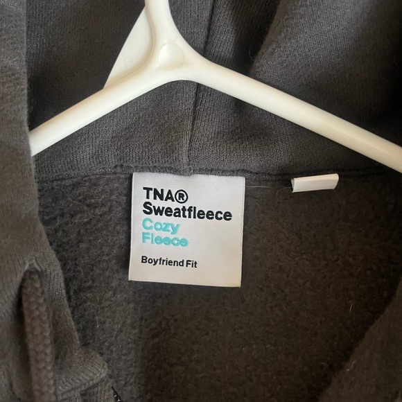 TNA cozy fleece boyfriend hoodie size small dark grey - Picture 3 of 3